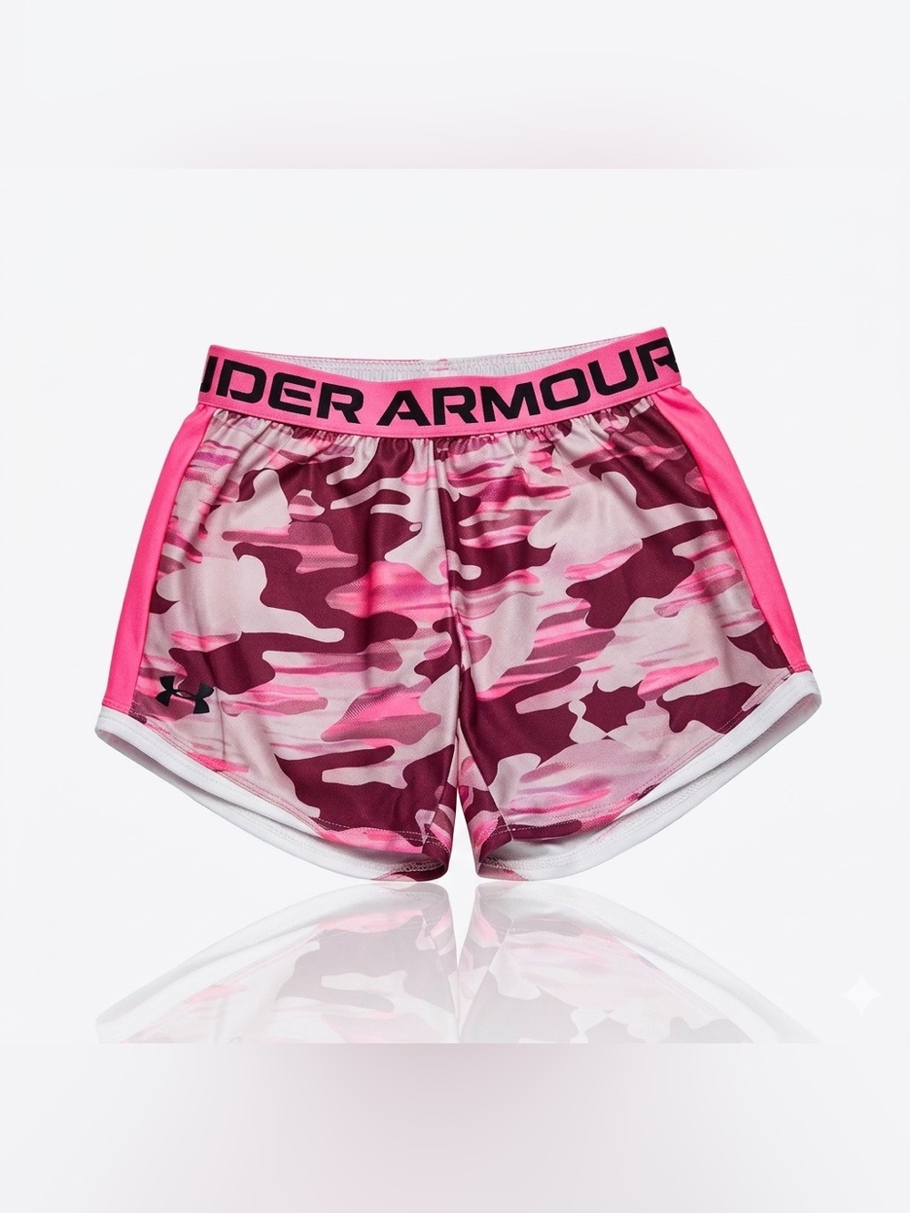 Under Armour Youth Girl Pink and Red Camo Performance Shorts SZ S